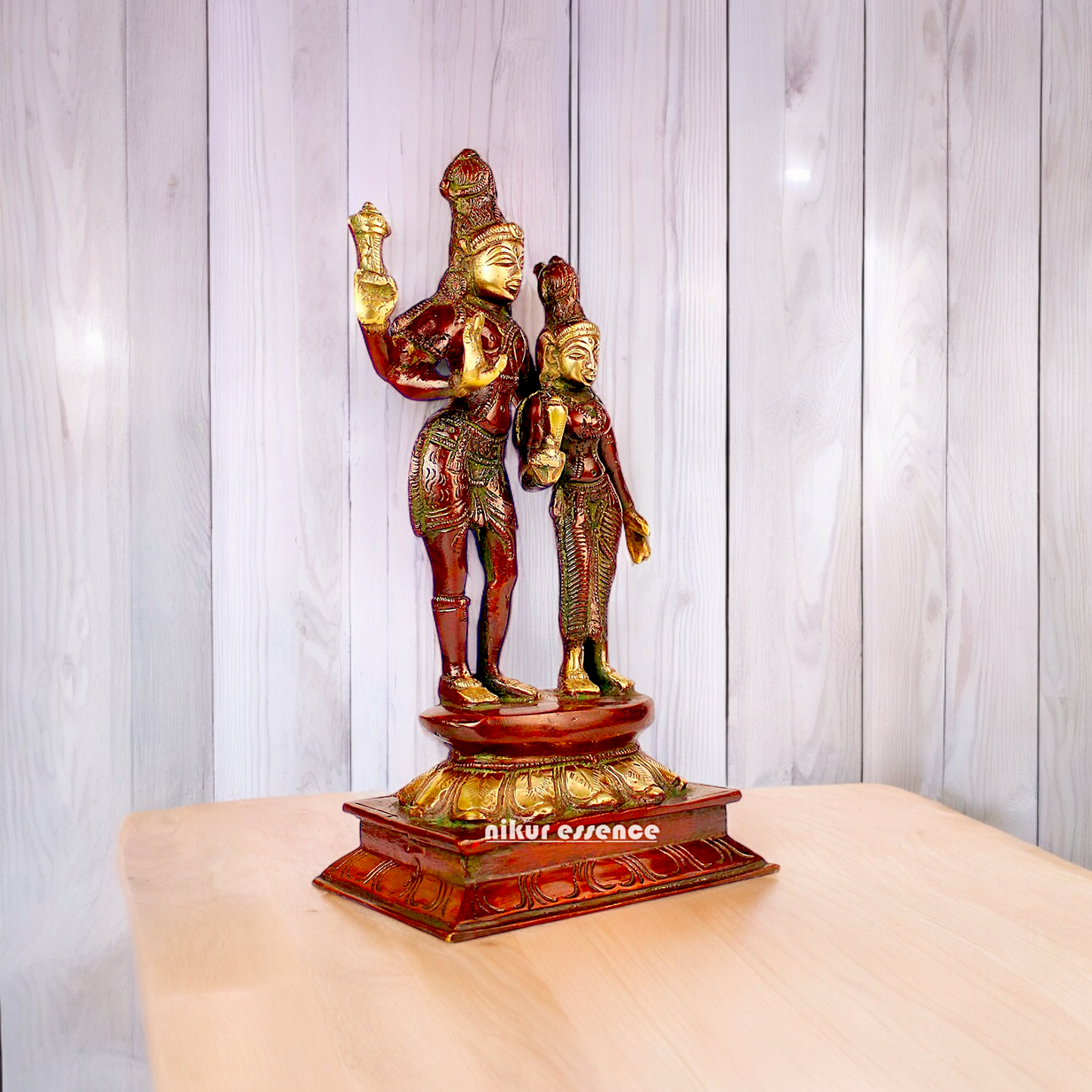 Online Shiva Parvati brass idol - 9 inches Nikuressence