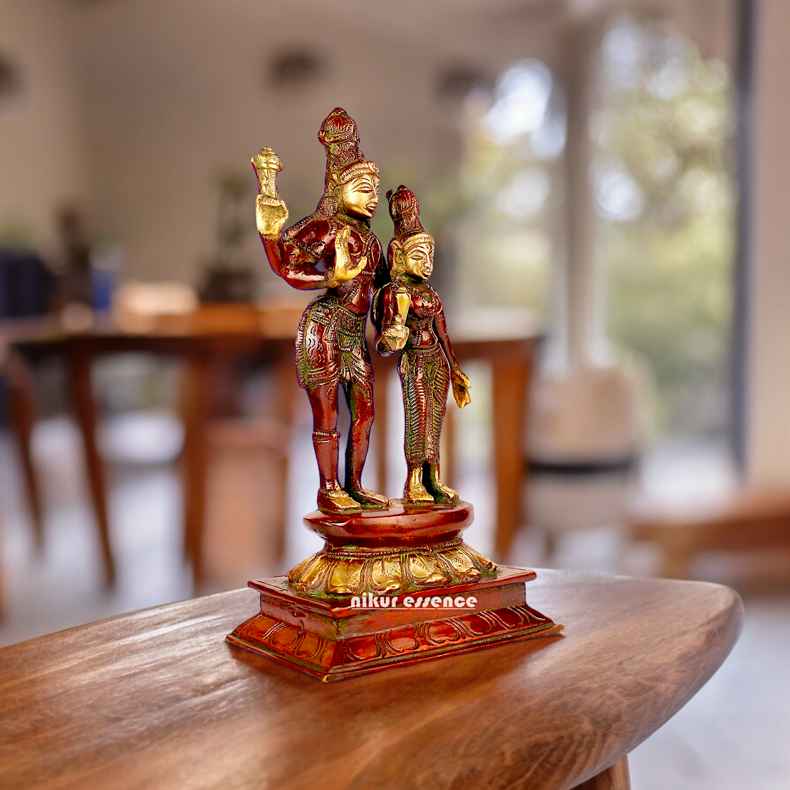 Online Shiva Parvati brass idol - 9 inches Nikuressence