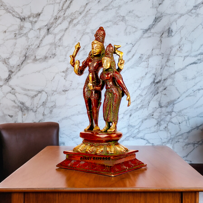 Online Shiva Parvati brass idol - 9 inches Nikuressence