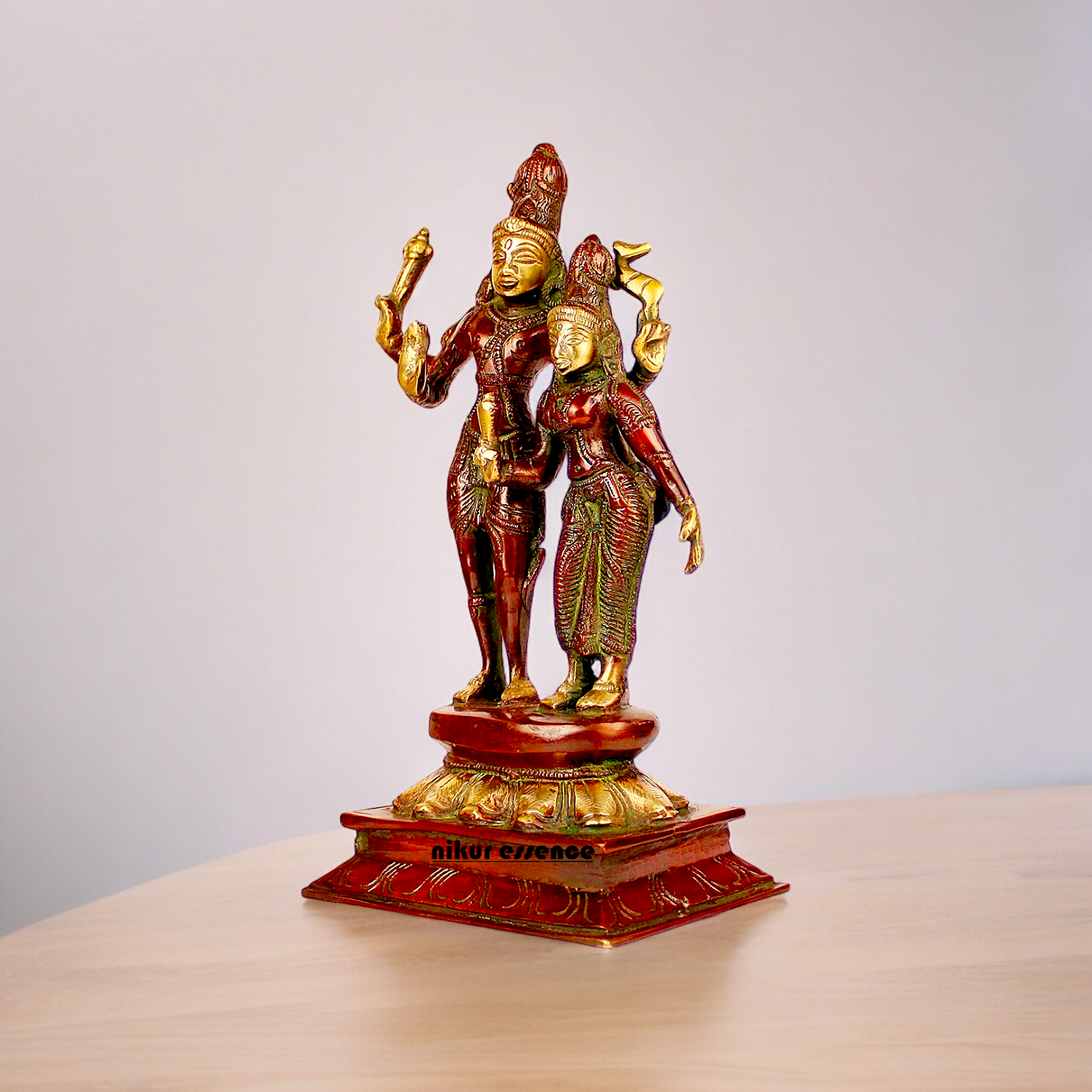 Online Shiva Parvati brass idol - 9 inches Nikuressence