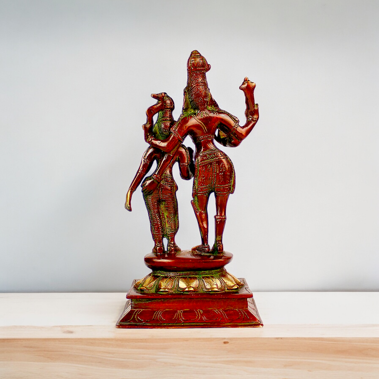 Online Shiva Parvati brass idol - 9 inches Nikuressence