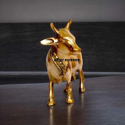 Solid Brass Nandi cow idol - 11.5 inches Nikuressence