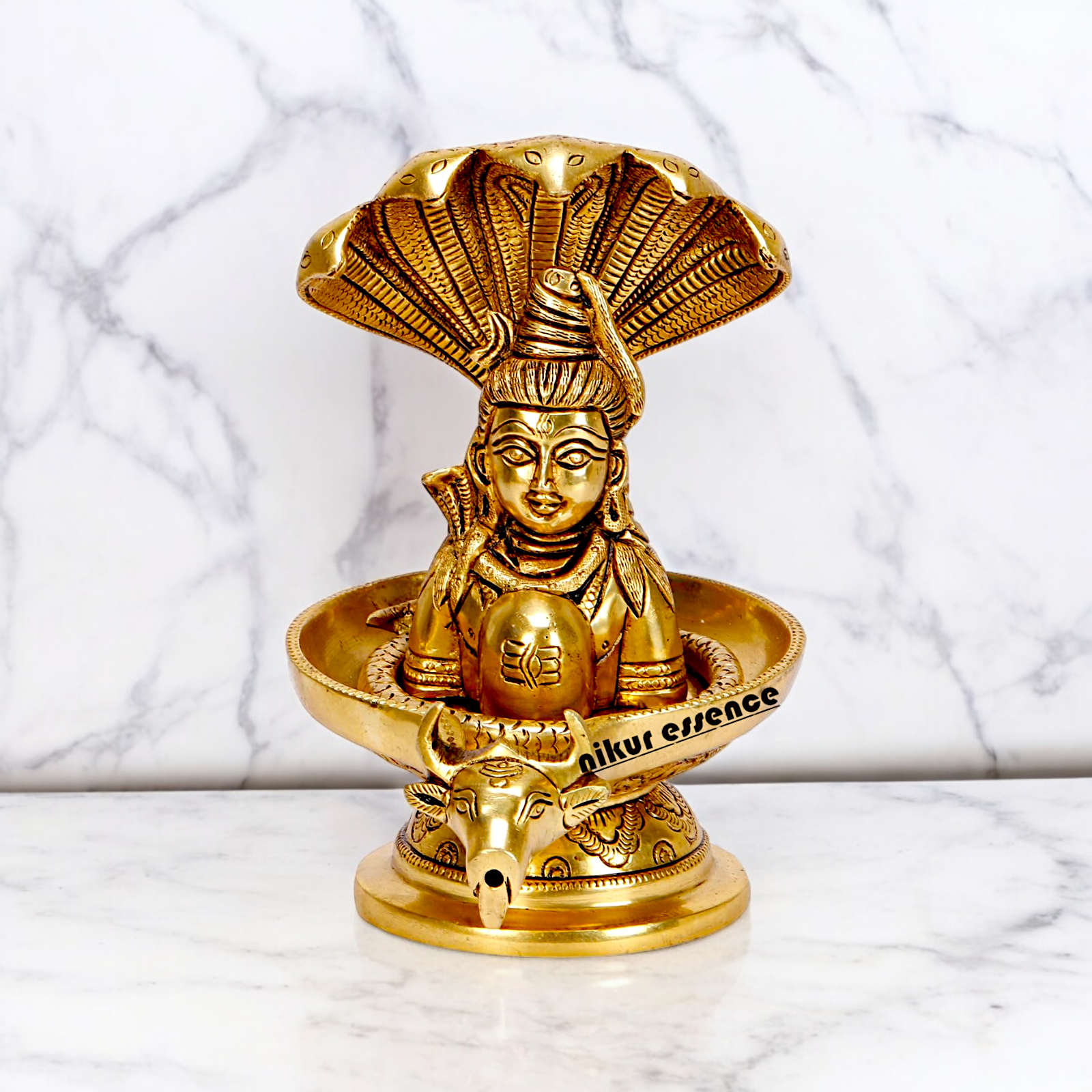 Buy Shivling Shiva with Sheshnag and Nandi Solid Brass idol - 7.25 inches Nikuressence