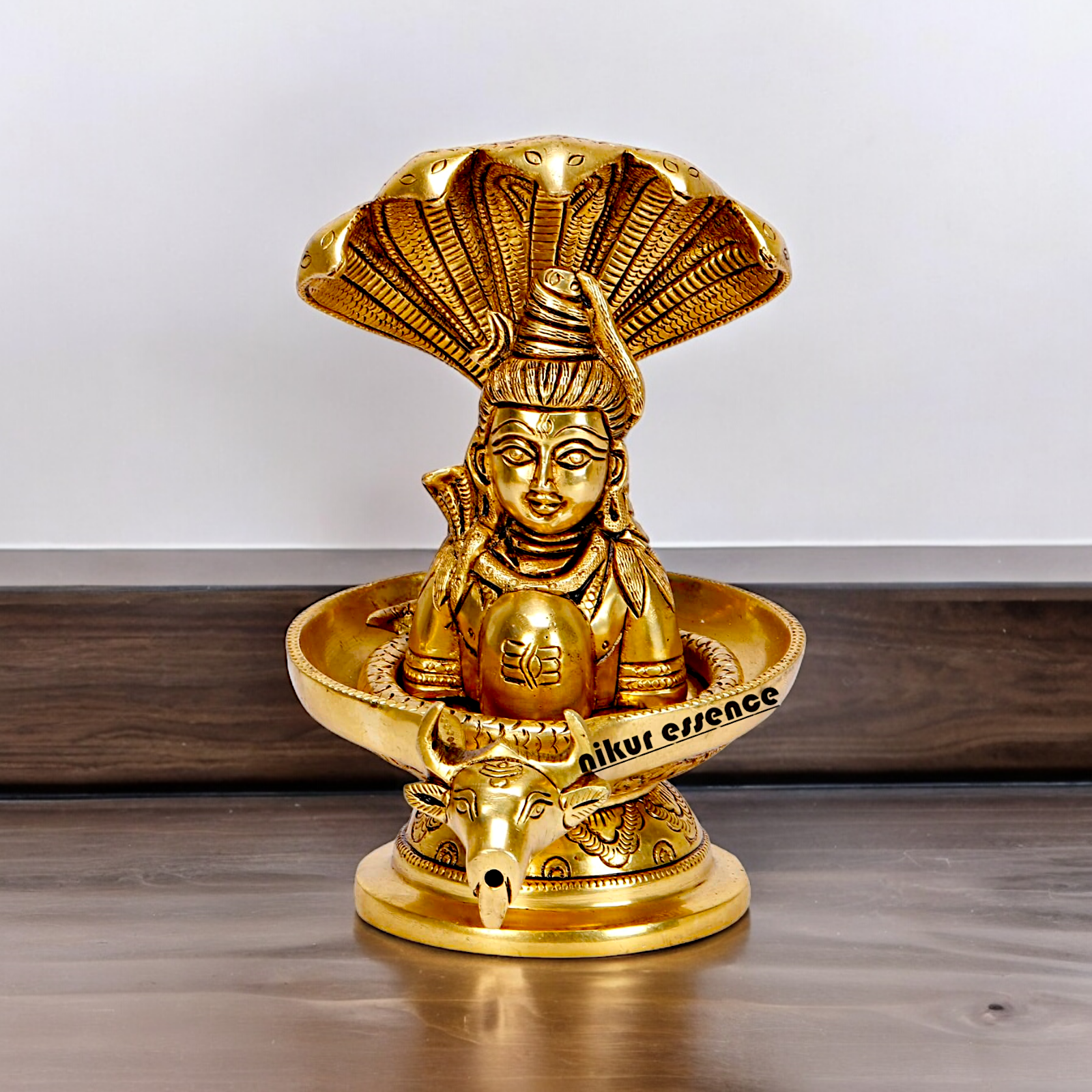 Buy Shivling Shiva with Sheshnag and Nandi Solid Brass idol - 7.25 inches Nikuressence