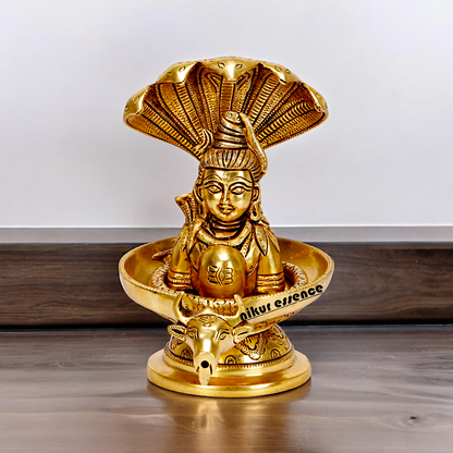 Buy Shivling Shiva with Sheshnag and Nandi Solid Brass idol - 7.25 inches Nikuressence