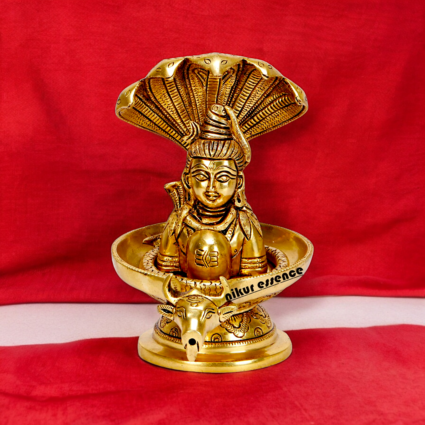 Buy Shivling Shiva with Sheshnag and Nandi Solid Brass idol - 7.25 inches Nikuressence