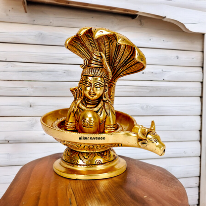 Buy Shivling Shiva with Sheshnag and Nandi Solid Brass idol - 7.25 inches Nikuressence