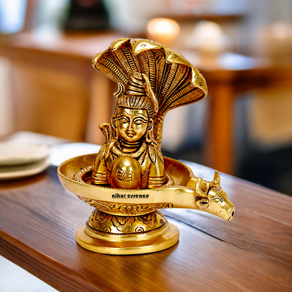 Buy Shivling Shiva with Sheshnag and Nandi Solid Brass idol - 7.25 inches Nikuressence