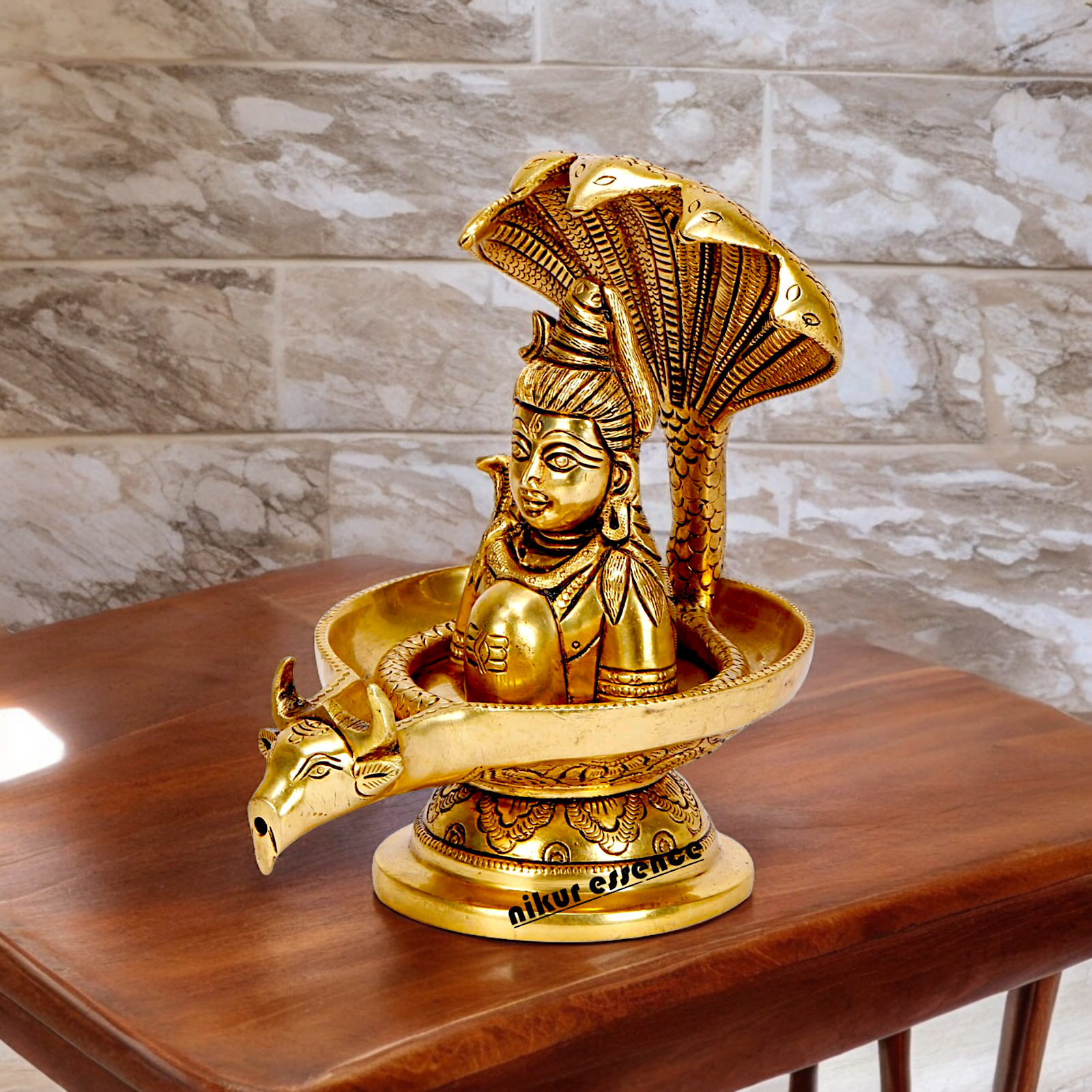 Buy Shivling Shiva with Sheshnag and Nandi Solid Brass idol - 7.25 inches Nikuressence
