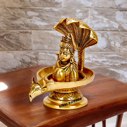Buy Shivling Shiva with Sheshnag and Nandi Solid Brass idol - 7.25 inches Nikuressence