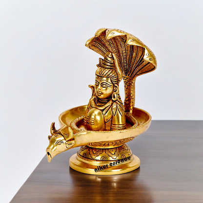Buy Shivling Shiva with Sheshnag and Nandi Solid Brass idol - 7.25 inches Nikuressence