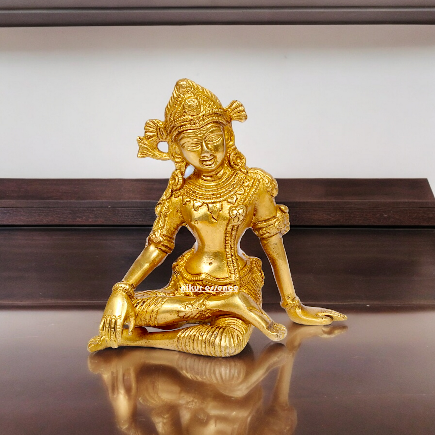 Solid Brass Indra Dev Sitting idol - 5.75 inches Nikuressence