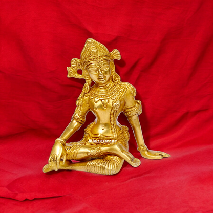 Solid Brass Indra Dev Sitting idol - 5.75 inches Nikuressence