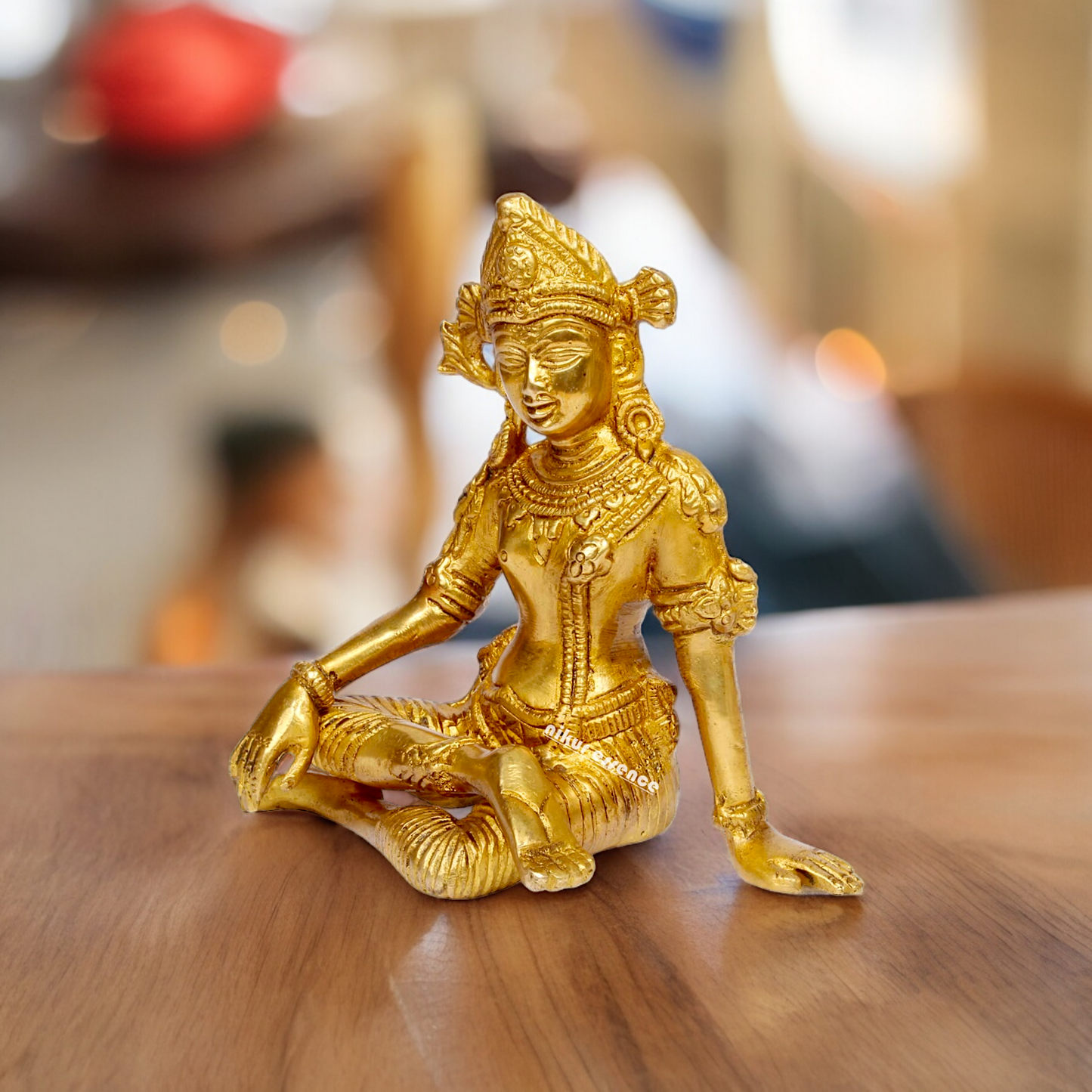 Solid Brass Indra Dev Sitting idol - 5.75 inches Nikuressence