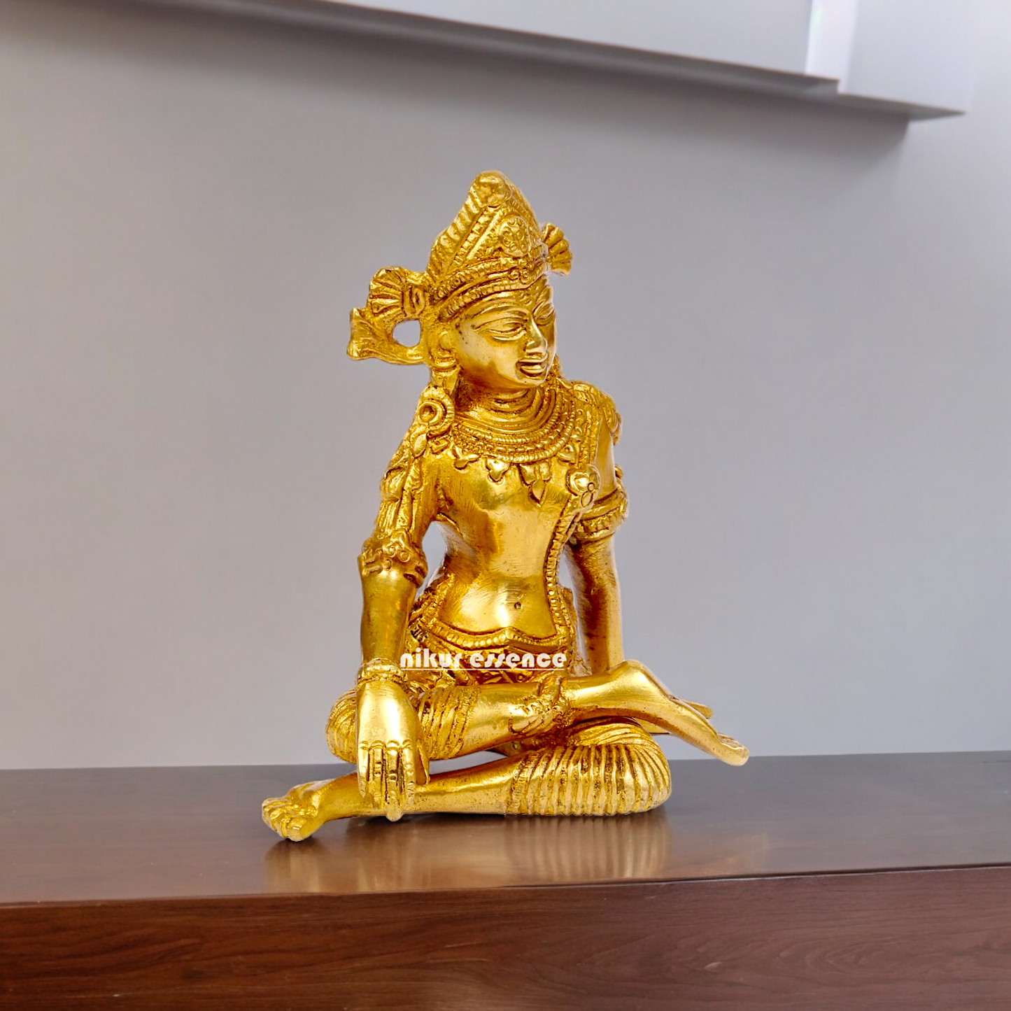 Solid Brass Indra Dev Sitting idol - 5.75 inches Nikuressence