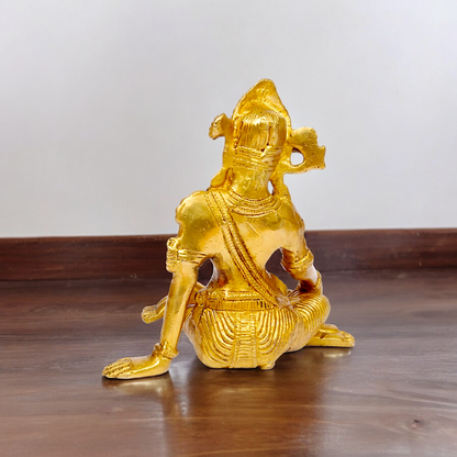 Solid Brass Indra Dev Sitting idol - 5.75 inches Nikuressence