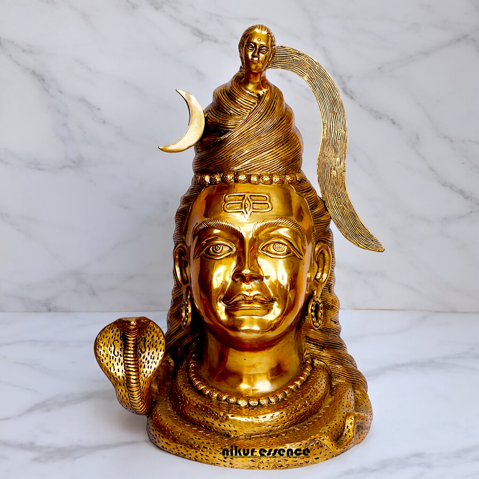 Big Shiva Face Head Solid brass idol - 21 inches Nikuressence
