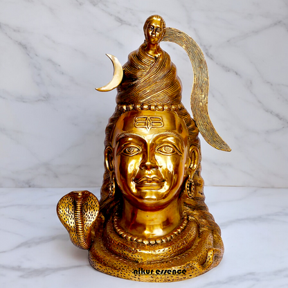 Big Shiva Face Head Solid brass idol - 21 inches Nikuressence