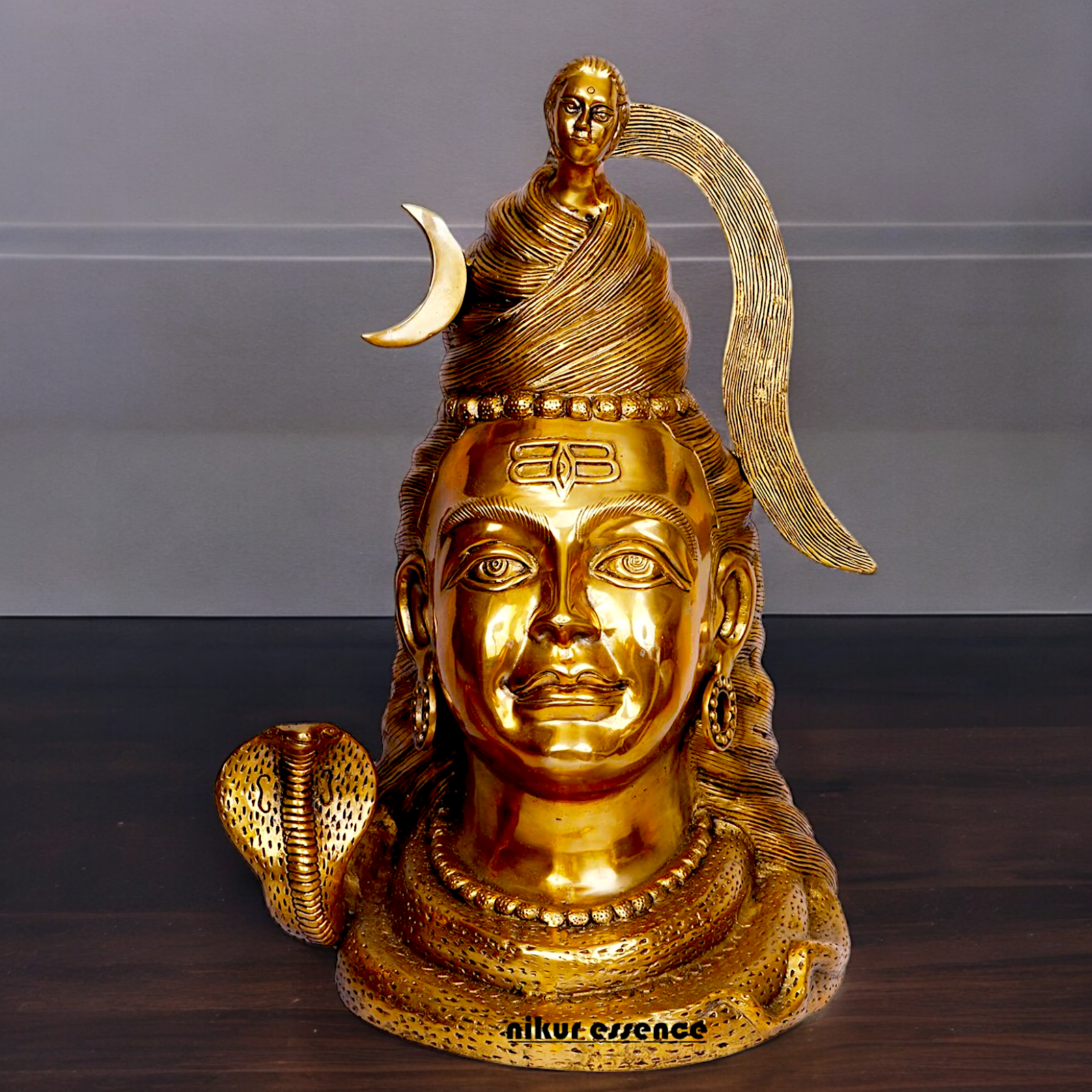 Big Shiva Face Head Solid brass idol - 21 inches Nikuressence