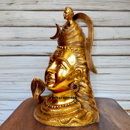 Big Shiva Face Head Solid brass idol - 21 inches Nikuressence
