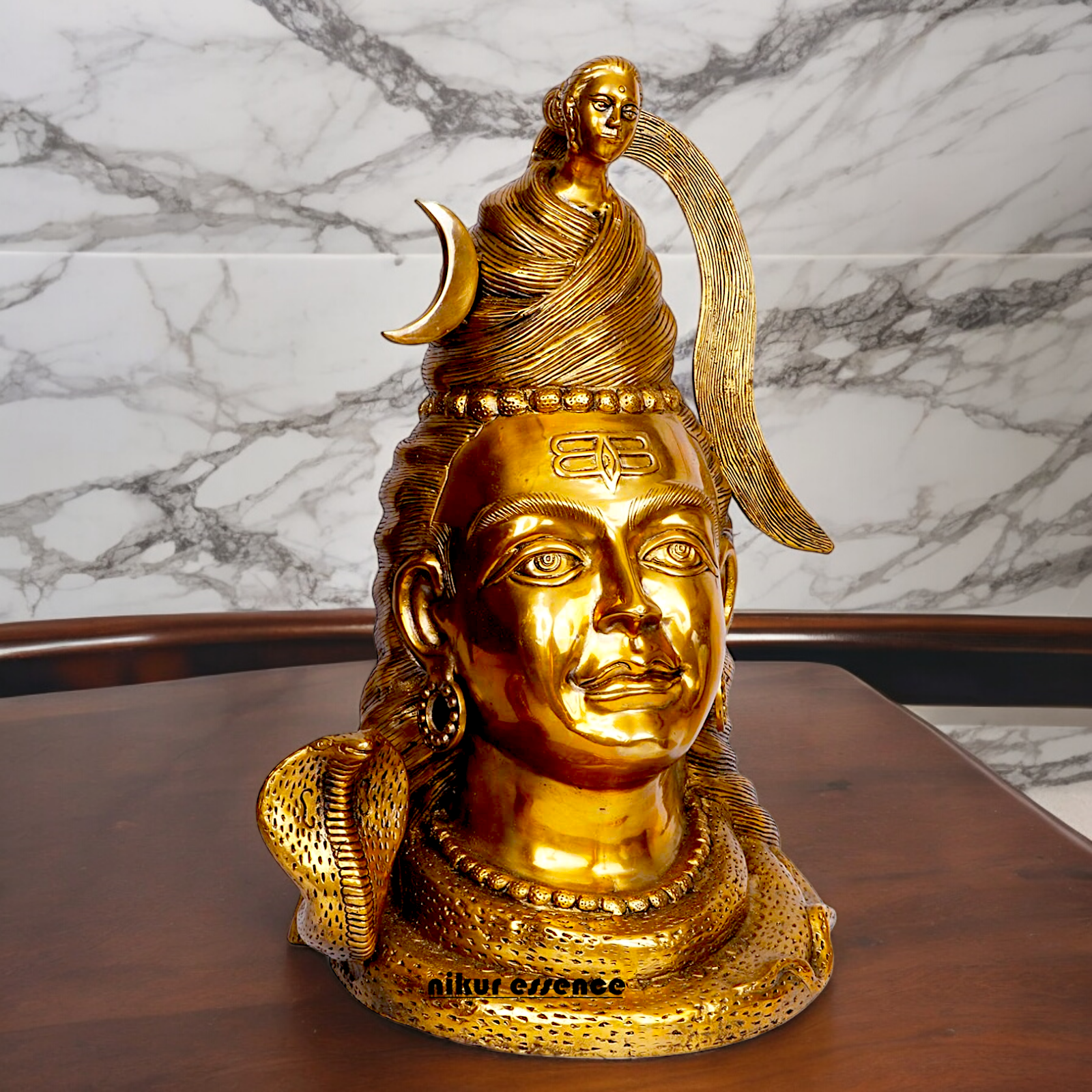 Big Shiva Face Head Solid brass idol - 21 inches Nikuressence