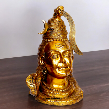 Big Shiva Face Head Solid brass idol - 21 inches Nikuressence