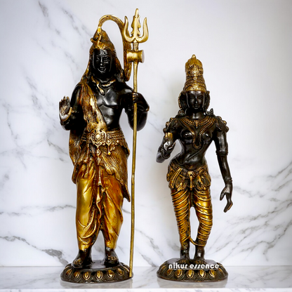 Large Shiva With Parvati Devi Brass idol - 20.5 inches Nikuressence