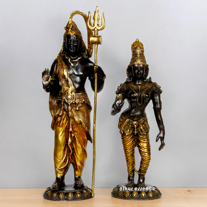Large Shiva With Parvati Devi Brass idol - 20.5 inches Nikuressence