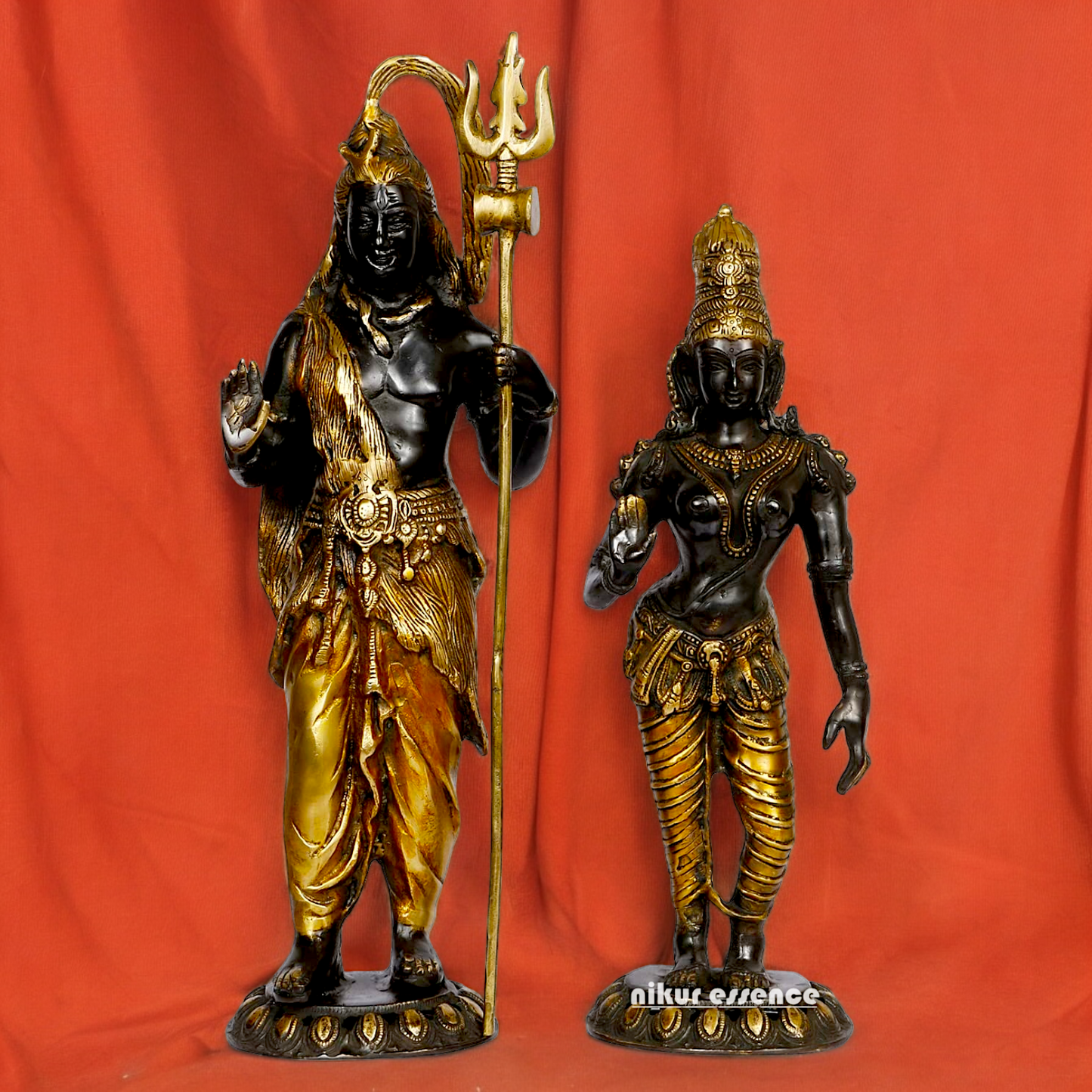 Large Shiva With Parvati Devi Brass idol - 20.5 inches Nikuressence