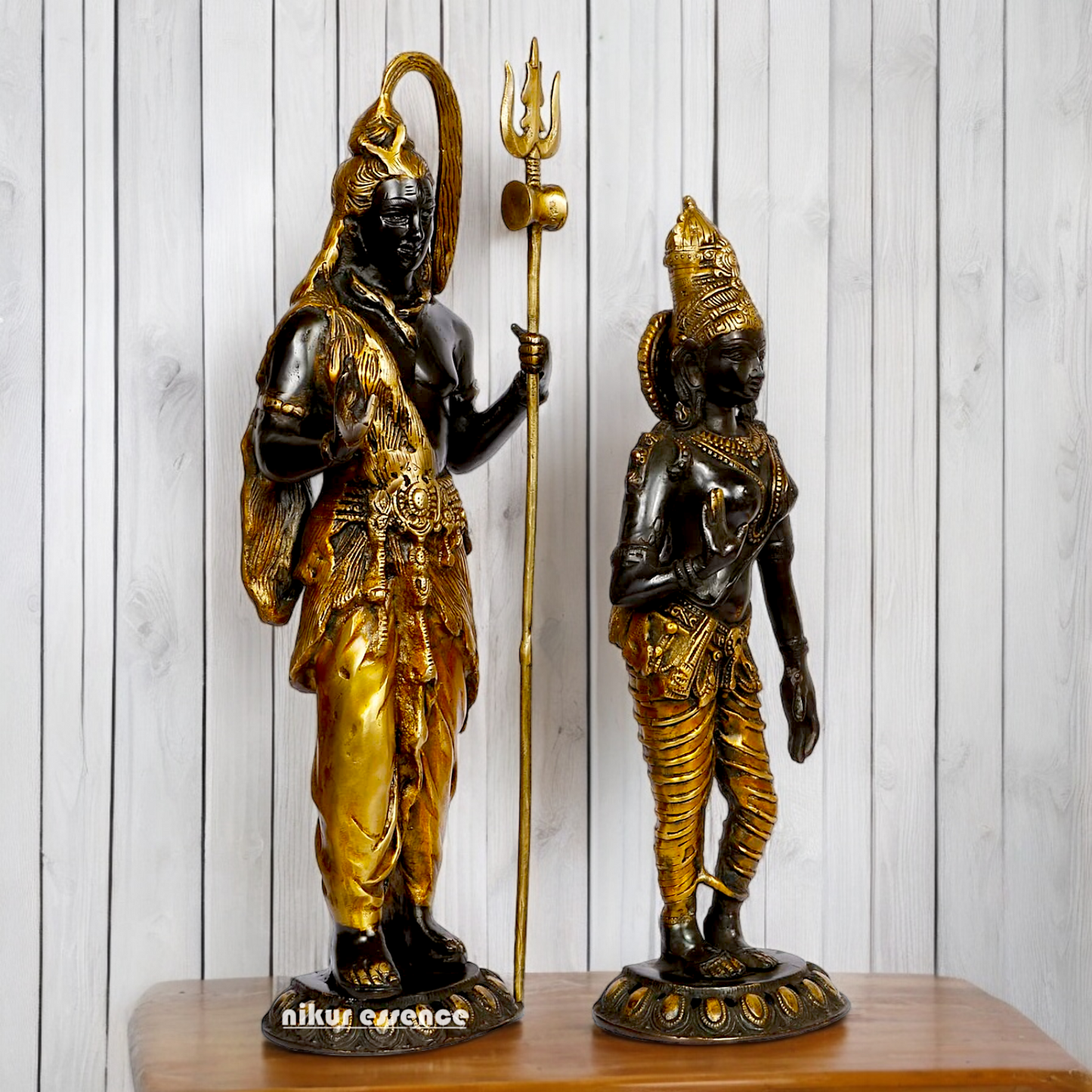 Large Shiva With Parvati Devi Brass idol - 20.5 inches Nikuressence