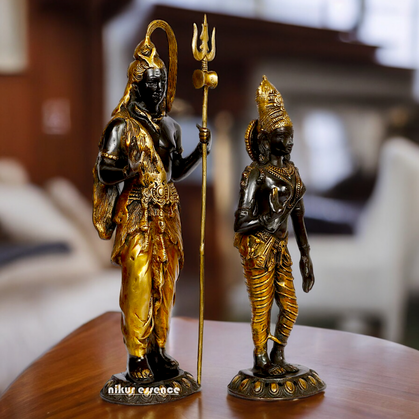 Large Shiva With Parvati Devi Brass idol - 20.5 inches Nikuressence