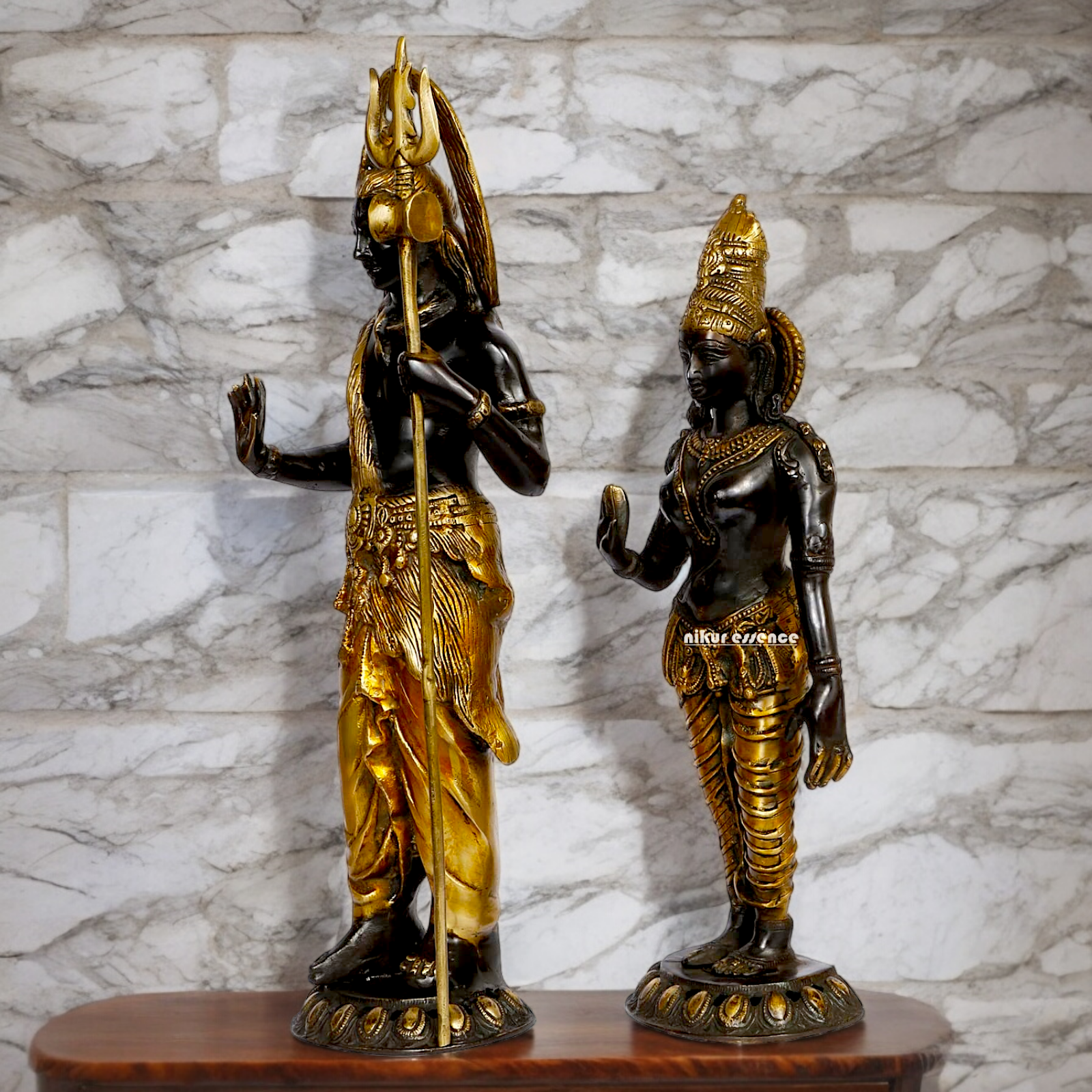 Large Shiva With Parvati Devi Brass idol - 20.5 inches Nikuressence