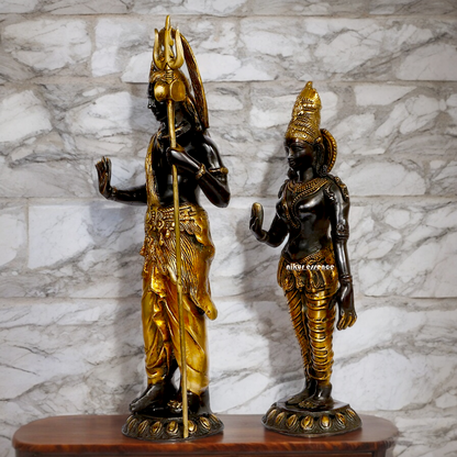 Large Shiva With Parvati Devi Brass idol - 20.5 inches Nikuressence