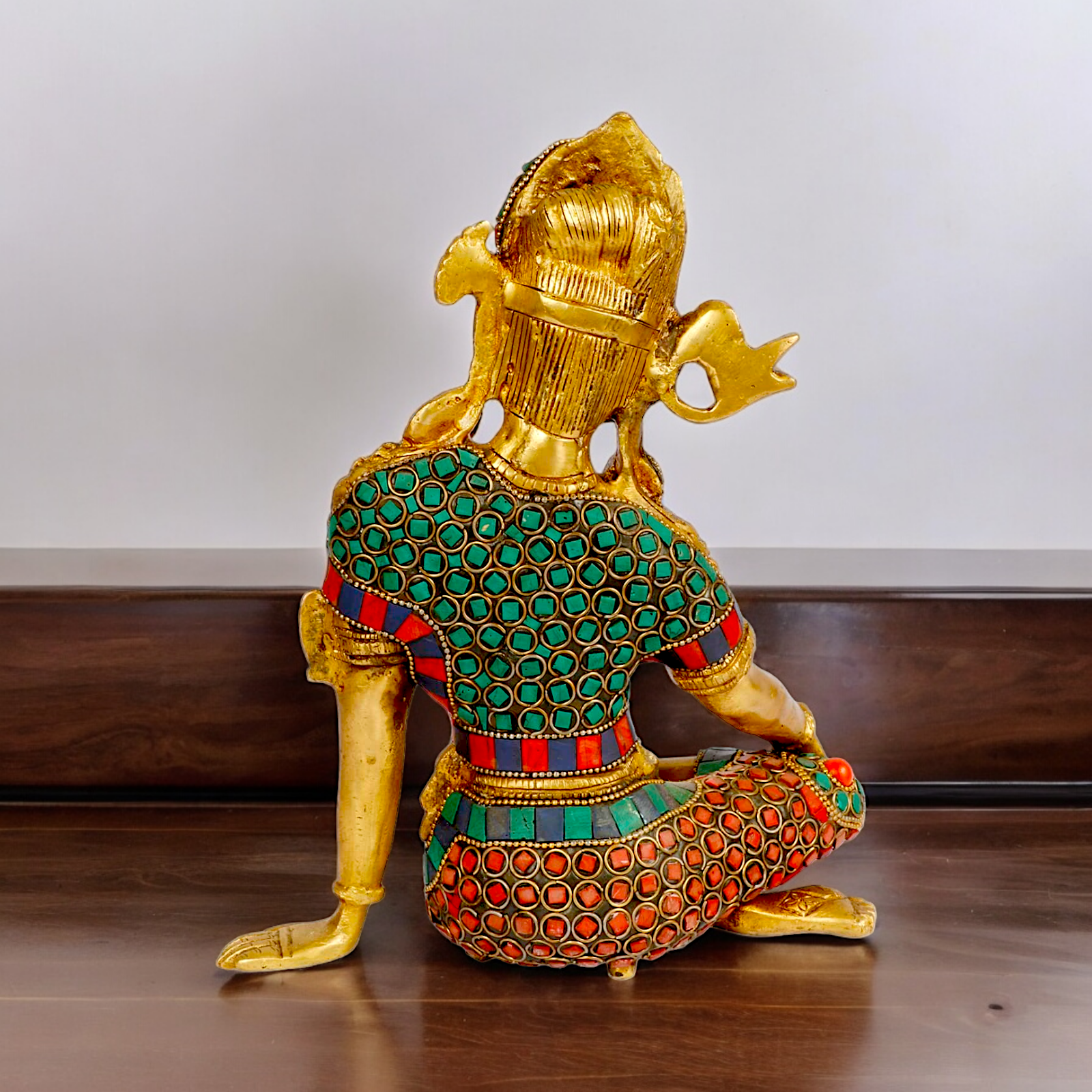 Lord Indra Dev Brass with Stone Work Idol - 9.5 inches Nikuressence