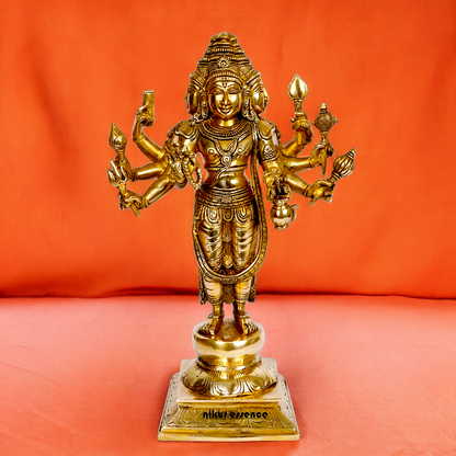 Lord Trimurti Brahma with four Face head Solid Brass idol - 15 inches Nikuressence
