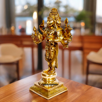 Lord Trimurti Brahma with four Face head Solid Brass idol - 15 inches Nikuressence