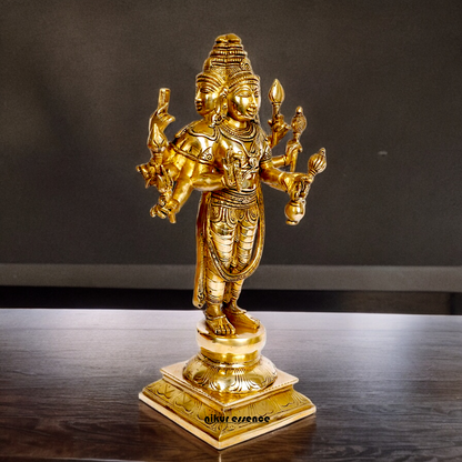 Lord Trimurti Brahma with four Face head Solid Brass idol - 15 inches Nikuressence