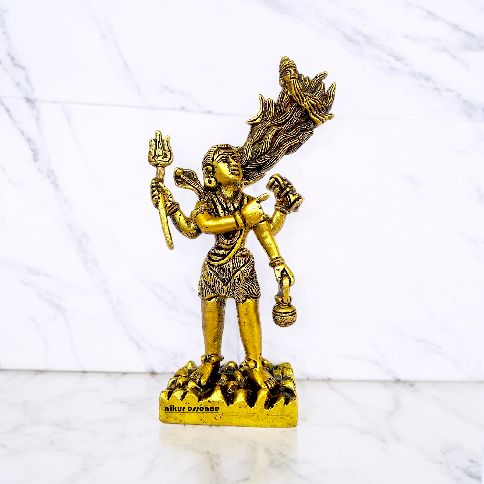 Lord Shiva with Ganga from jata Solid Brass idol - 7.087 inches Nikuressence