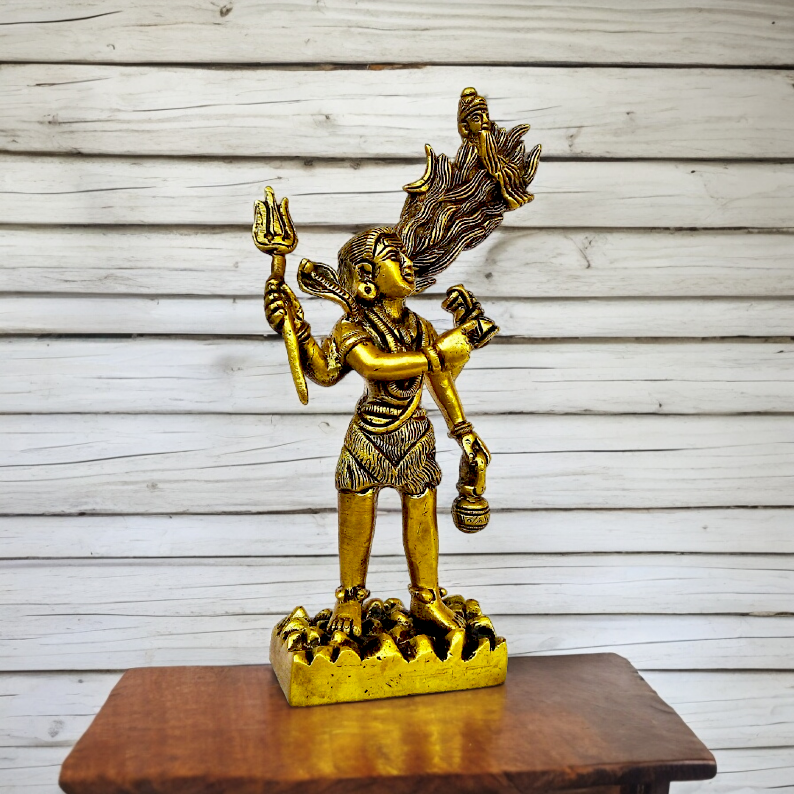 Lord Shiva with Ganga from jata Solid Brass idol - 7.087 inches Nikuressence