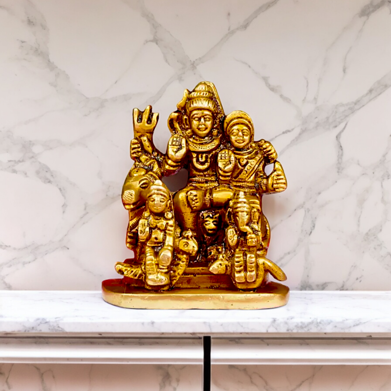 Solid Brass Shiva Parivar Family idol - 2.8 inches Nikuressence