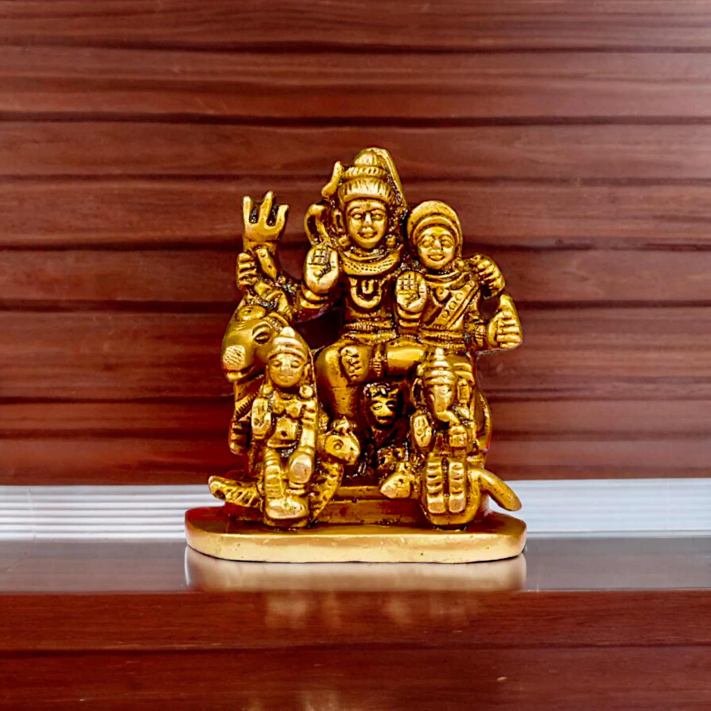 Solid Brass Shiva Parivar Family idol - 2.8 inches Nikuressence
