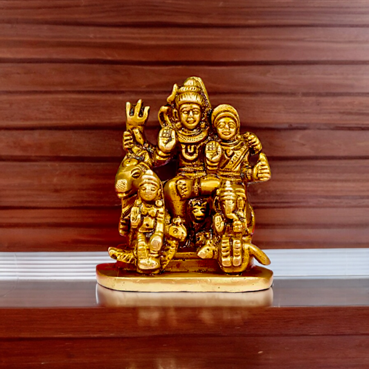 Solid Brass Shiva Parivar Family idol - 2.8 inches Nikuressence