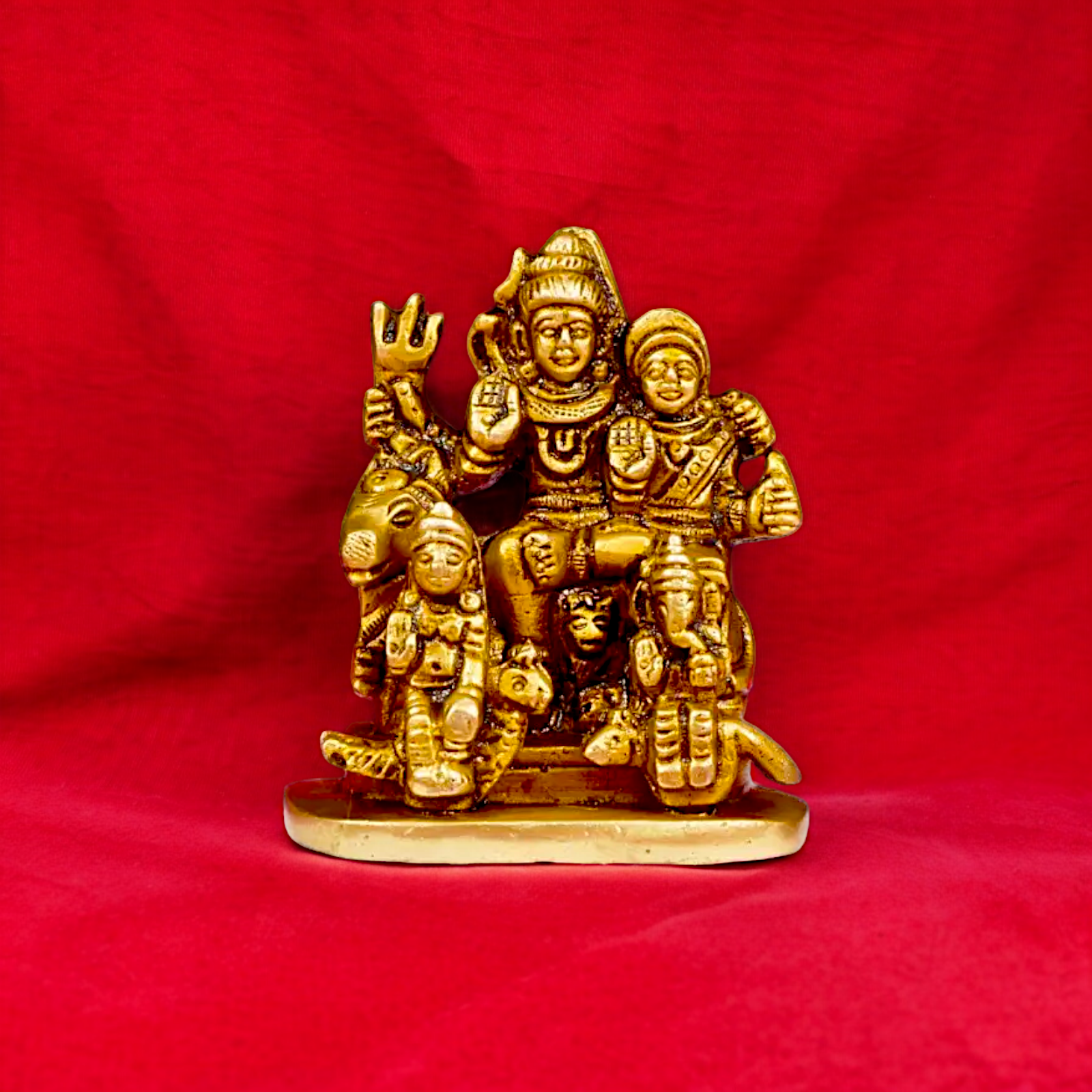 Solid Brass Shiva Parivar Family idol - 2.8 inches Nikuressence