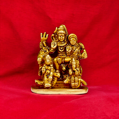 Solid Brass Shiva Parivar Family idol - 2.8 inches Nikuressence