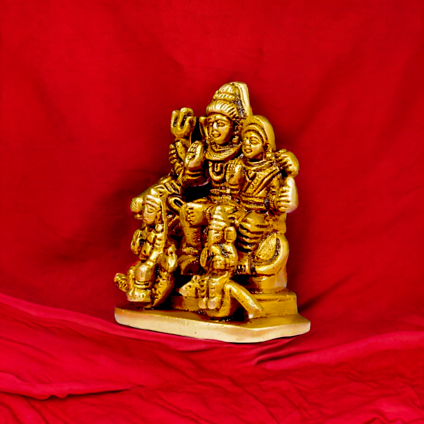 Solid Brass Shiva Parivar Family idol - 2.8 inches Nikuressence
