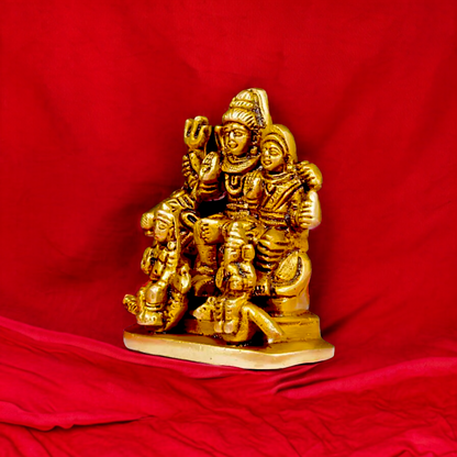 Solid Brass Shiva Parivar Family idol - 2.8 inches Nikuressence