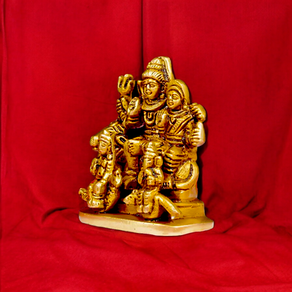 Solid Brass Shiva Parivar Family idol - 2.8 inches Nikuressence