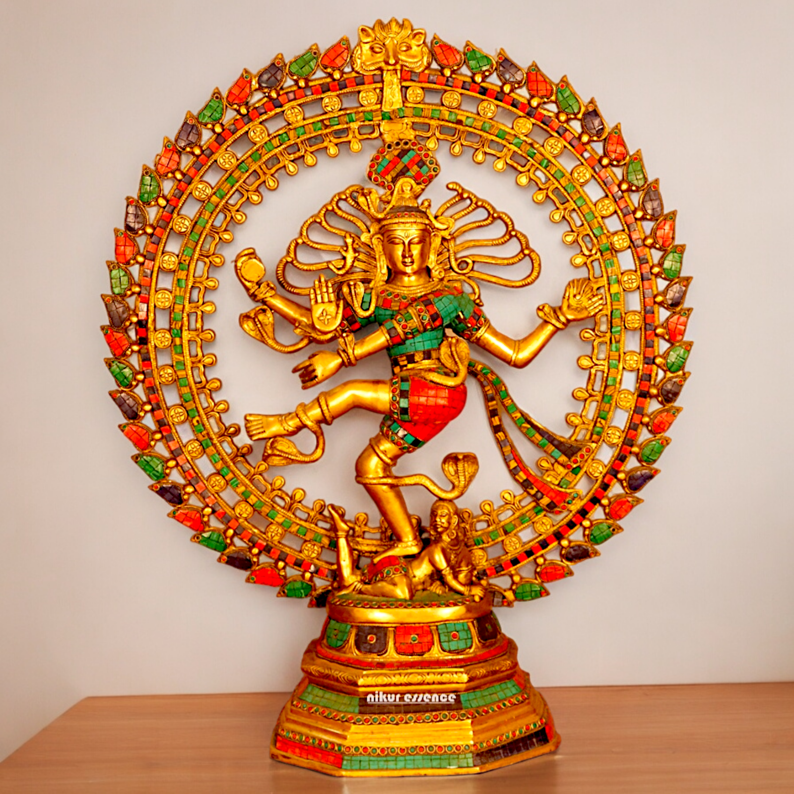 Big Nataraja Shiva idol brass with Stone Work - 31 inches Nikuressence