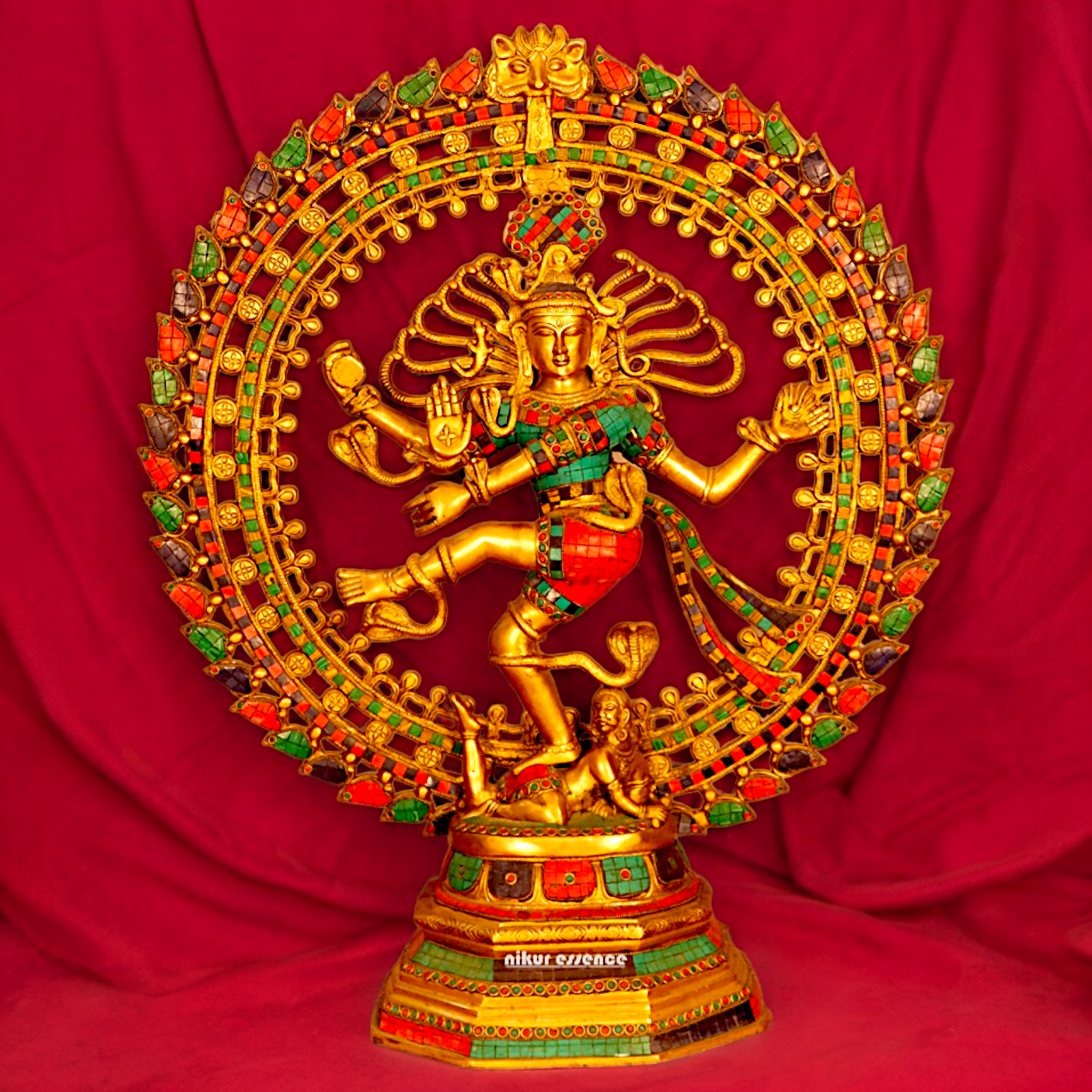 Big Nataraja Shiva idol brass with Stone Work - 31 inches Nikuressence
