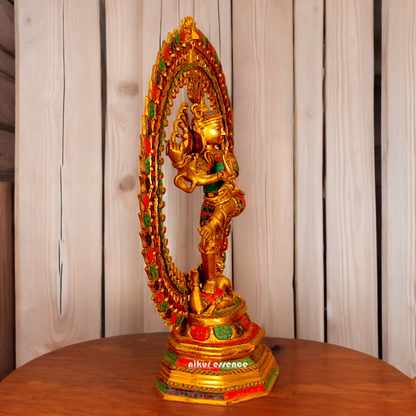Big Nataraja Shiva idol brass with Stone Work - 31 inches Nikuressence